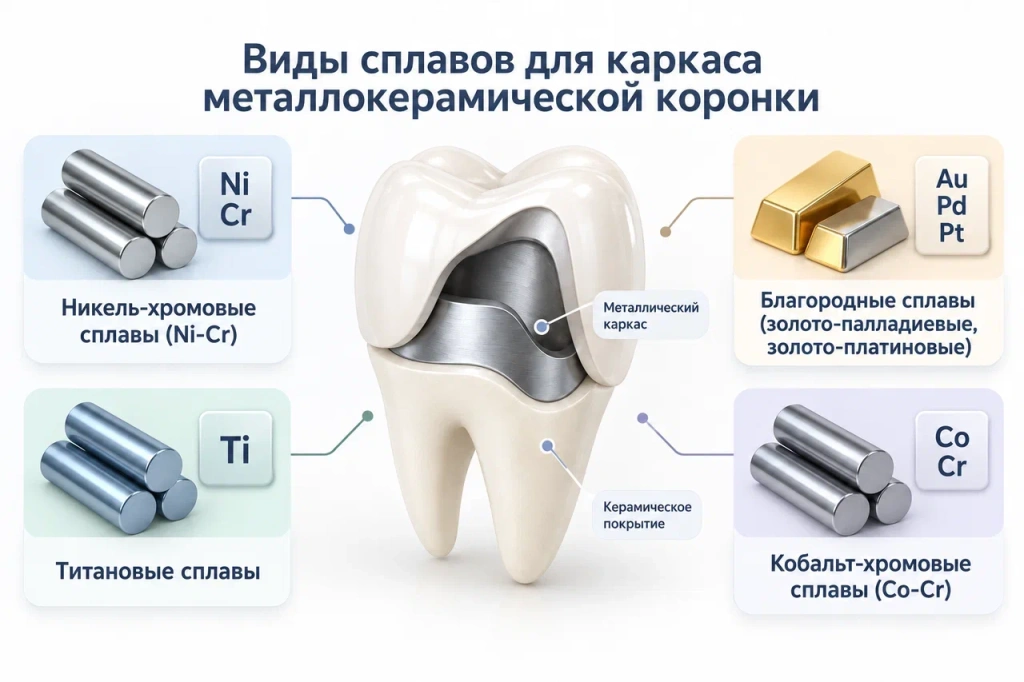 koronka metallokeramicheskaya materialy