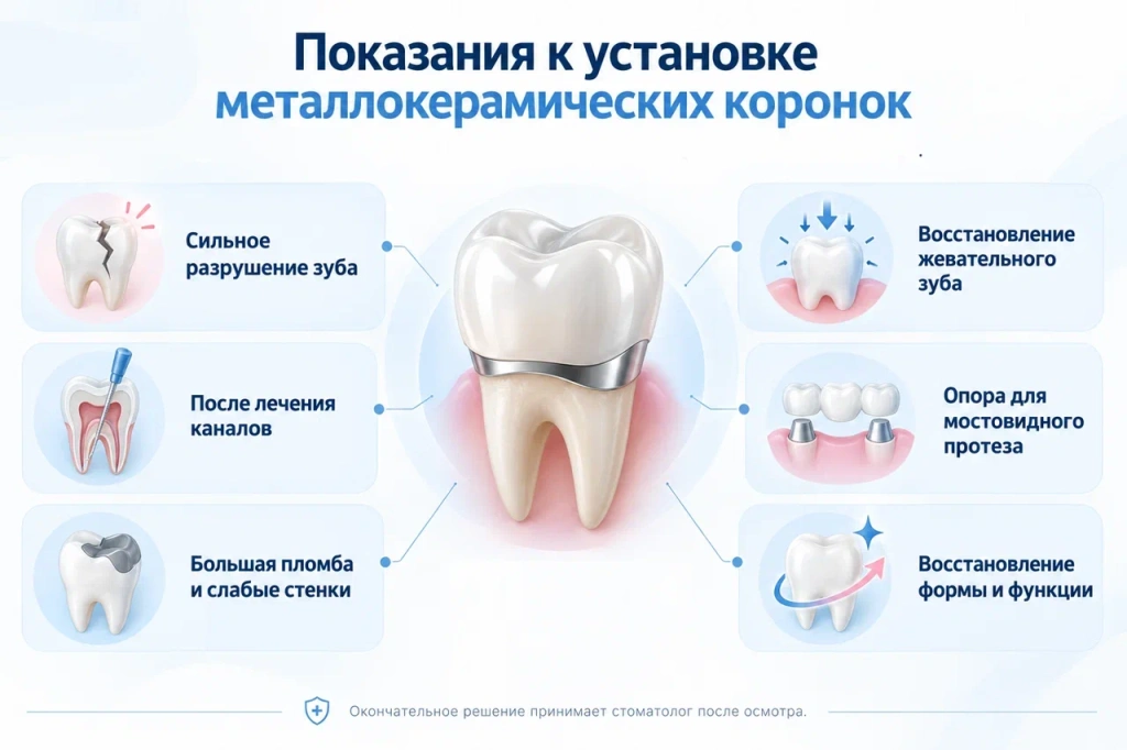 koronka metallokeramicheskaya pokazaniya